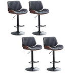 Elegant Wood Leather Red Swivel Adjustable Bar Stool