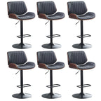 Elegant Wood Leather Red Swivel Adjustable Bar Stool