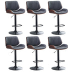Elegant Wood Leather Red Swivel Adjustable Bar Stool