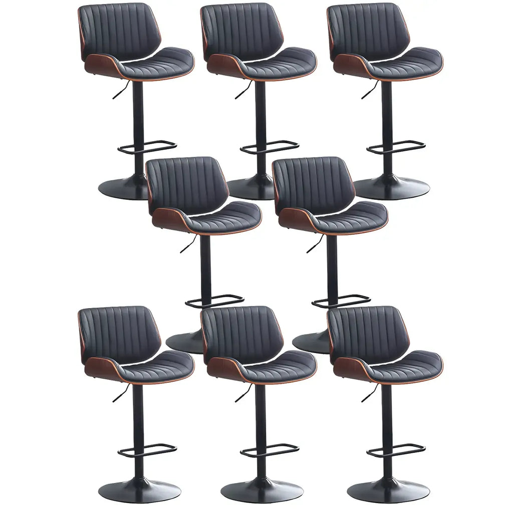 Elegant Wood Leather Red Swivel Adjustable Bar Stool
