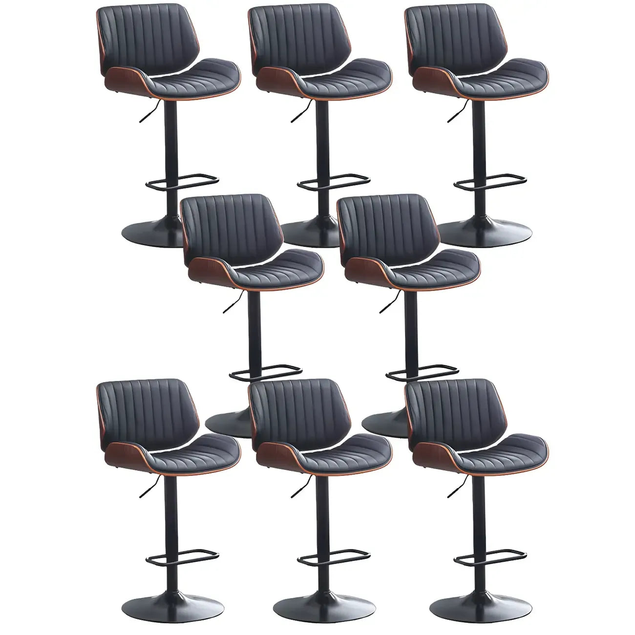 Elegant Wood Leather Red Swivel Adjustable Bar Stool