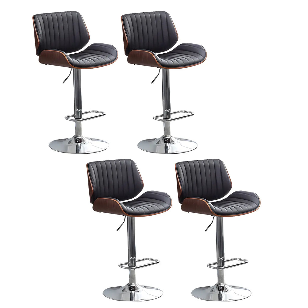 Elegant Wood Leather Red Swivel Adjustable Bar Stool