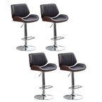 Elegant Wood Leather Red Swivel Adjustable Bar Stool