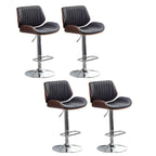Elegant Wood Leather Red Swivel Adjustable Bar Stool