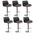 Elegant Wood Leather Red Swivel Adjustable Bar Stool
