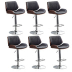 Elegant Wood Leather Red Swivel Adjustable Bar Stool