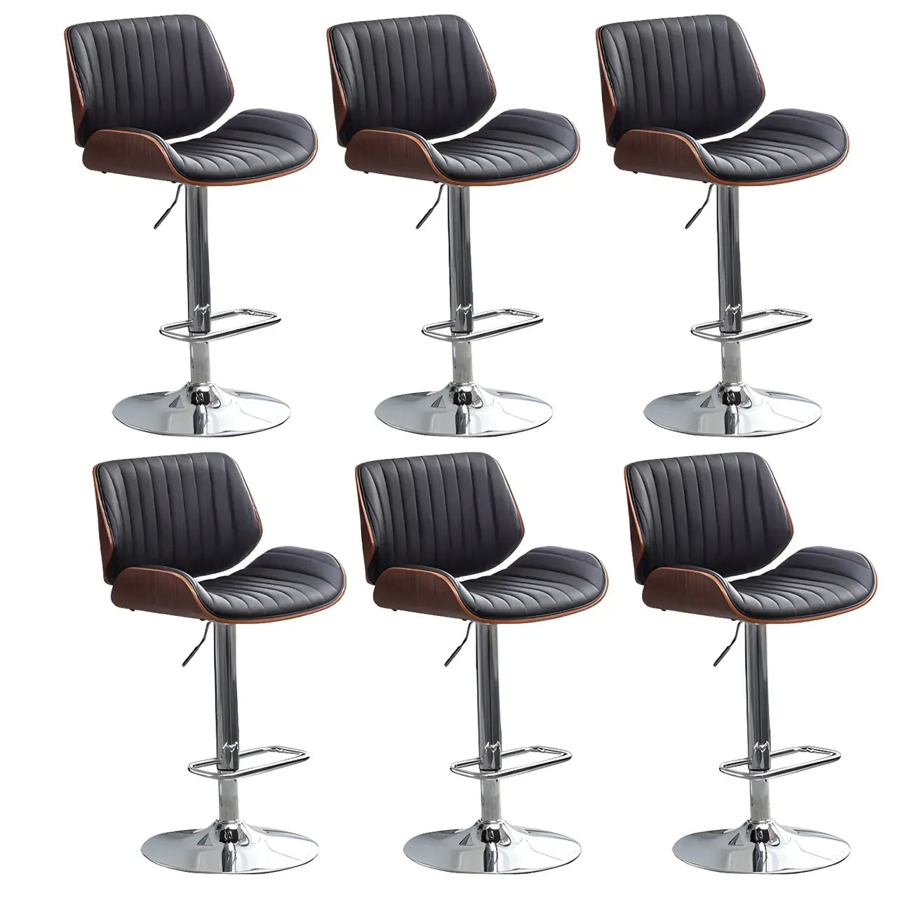 Elegant Wood Leather Red Swivel Adjustable Bar Stool