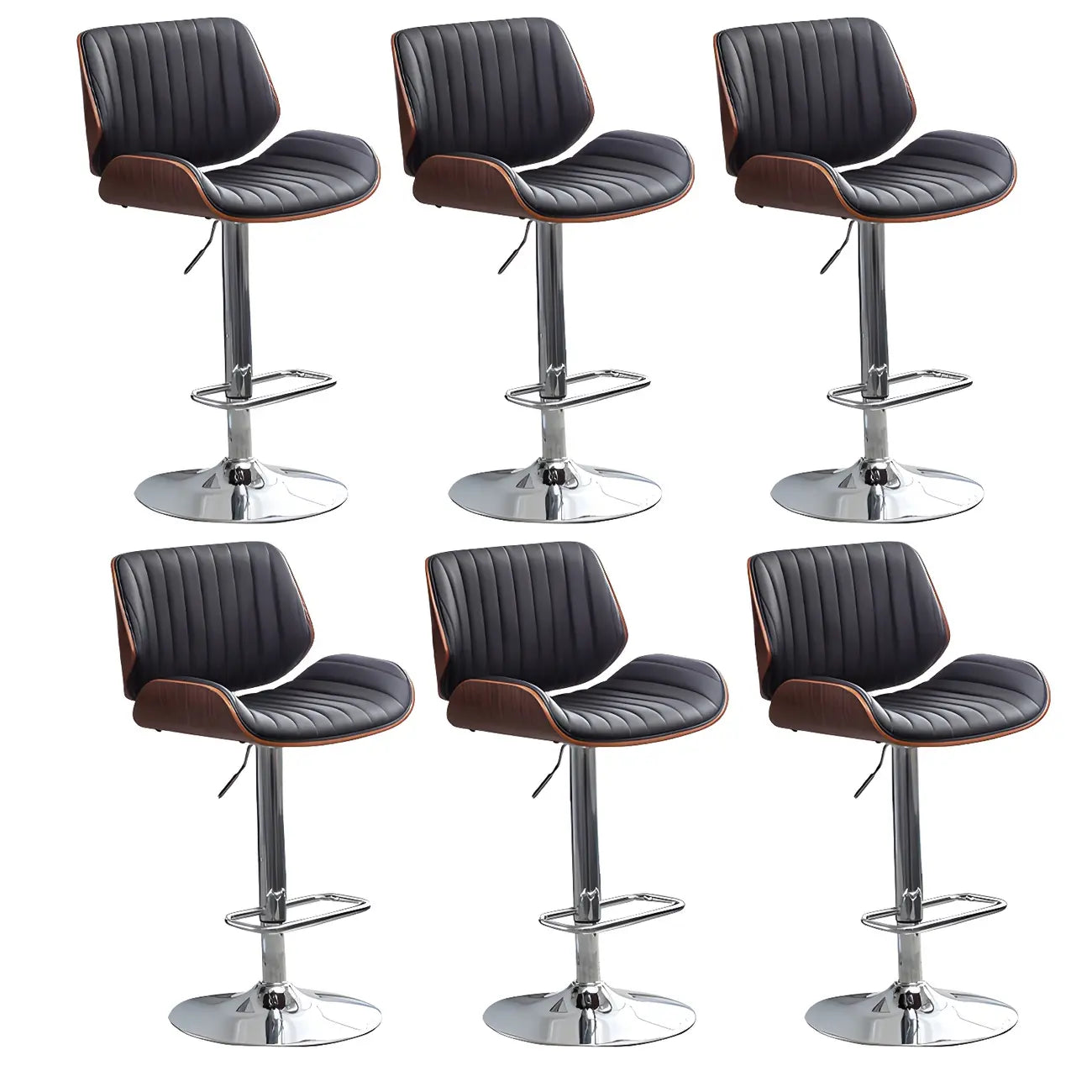 Elegant Wood Leather Red Swivel Adjustable Bar Stool