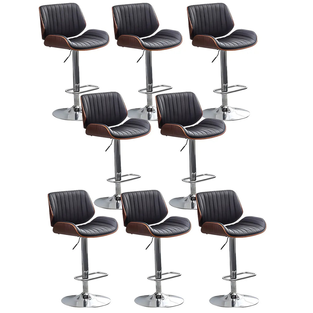 Elegant Wood Leather Red Swivel Adjustable Bar Stool