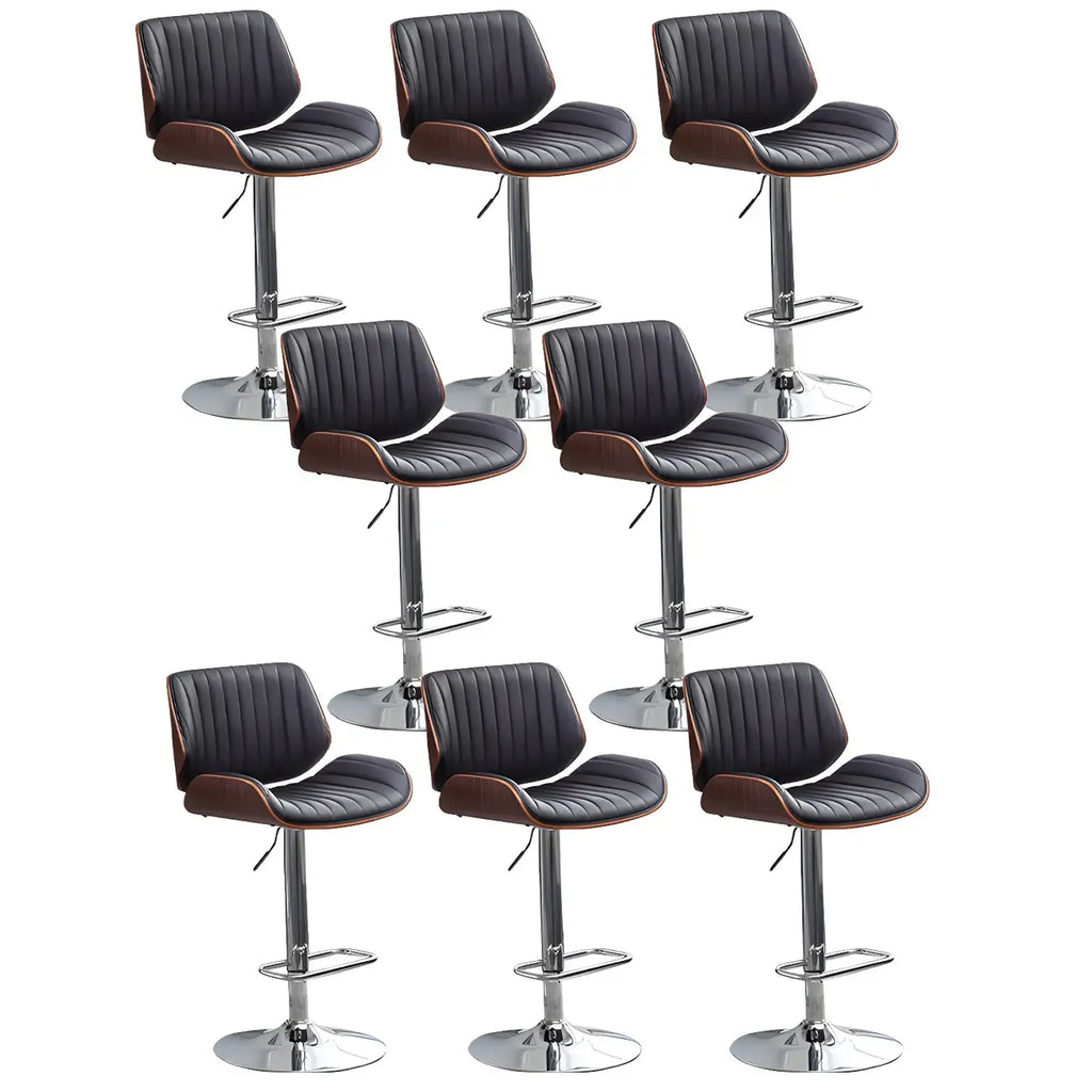 Elegant Wood Leather Red Swivel Adjustable Bar Stool