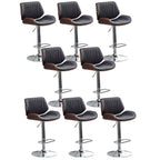 Elegant Wood Leather Red Swivel Adjustable Bar Stool