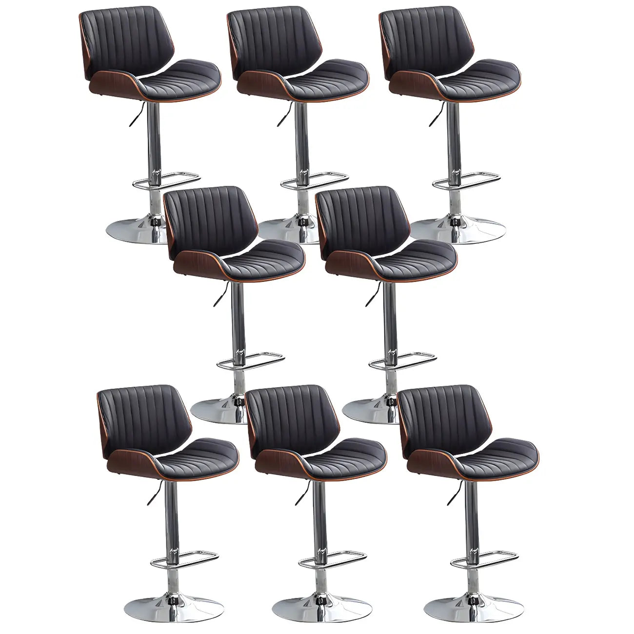 Elegant Wood Leather Red Swivel Adjustable Bar Stool