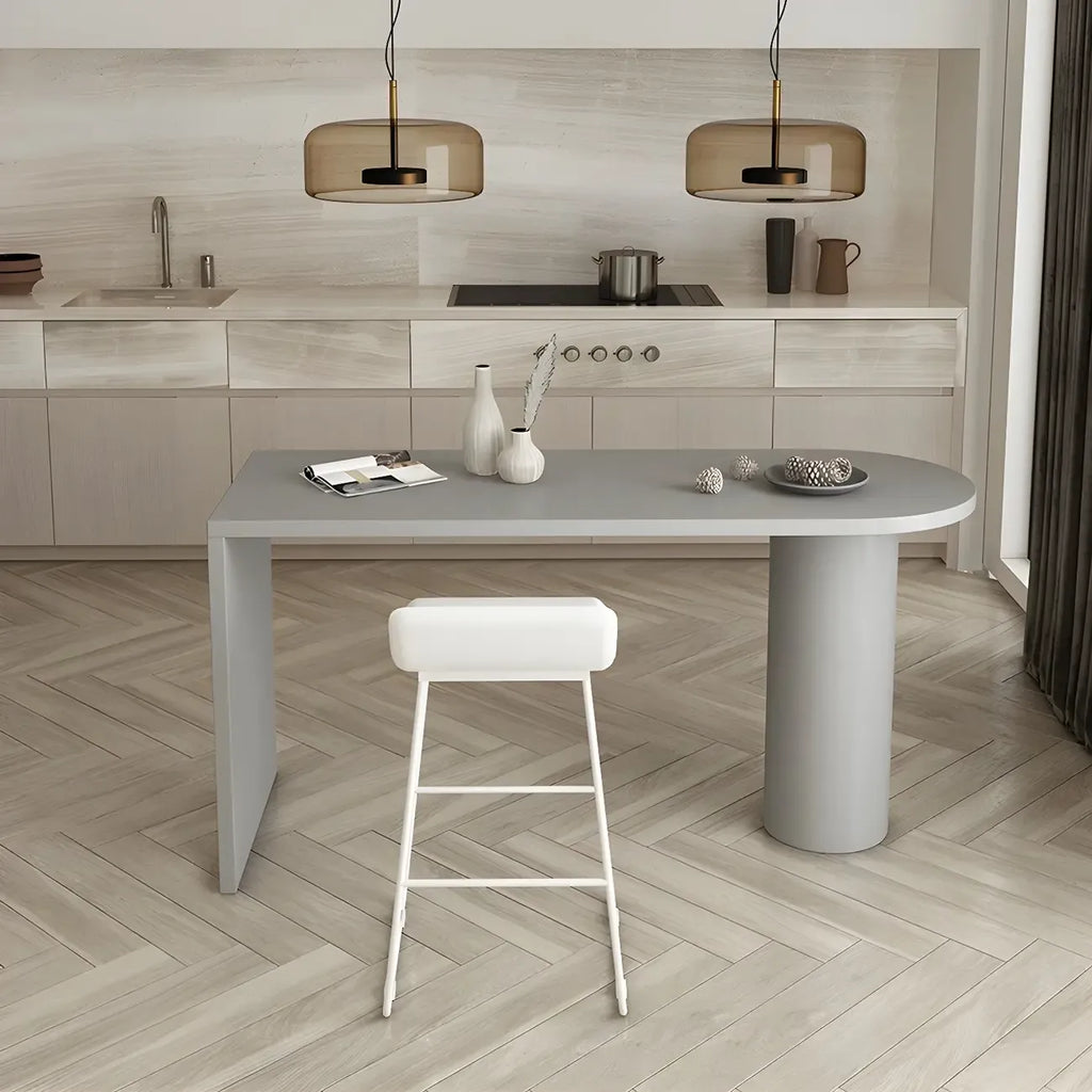 Free Form Modern Gray Bar Table with Wood Top
