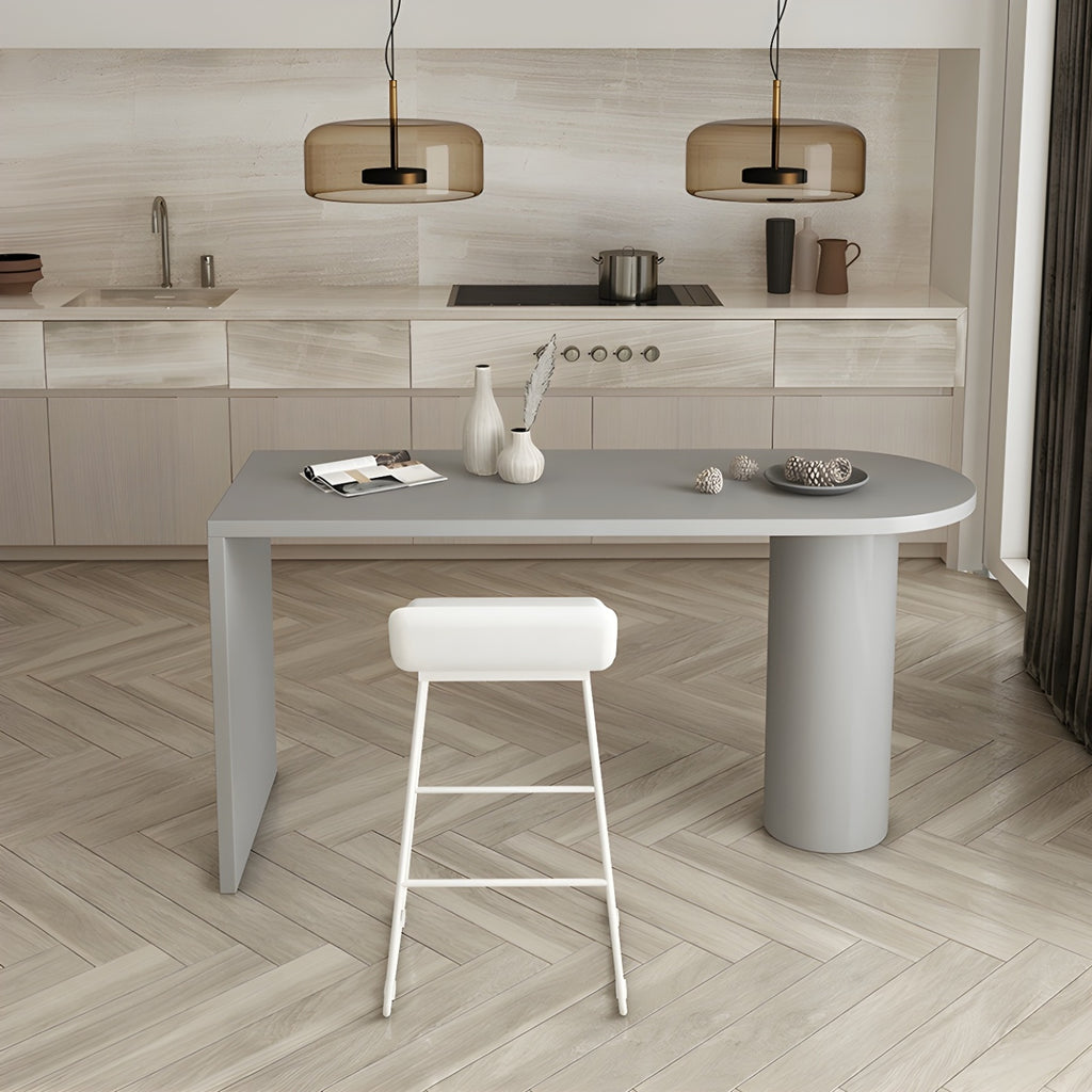 Free Form Modern Gray Bar Table with Wood Top