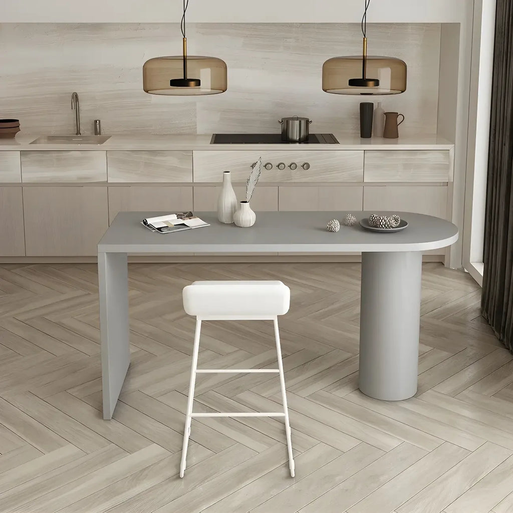 Free Form Modern Gray Bar Table with Wood Top