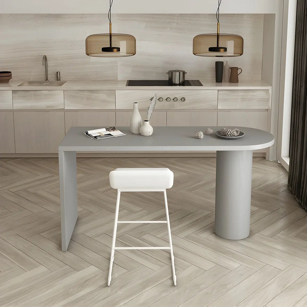 Free Form Modern Gray Bar Table with Wood Top