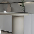Free Form Modern Gray Bar Table with Wood Top