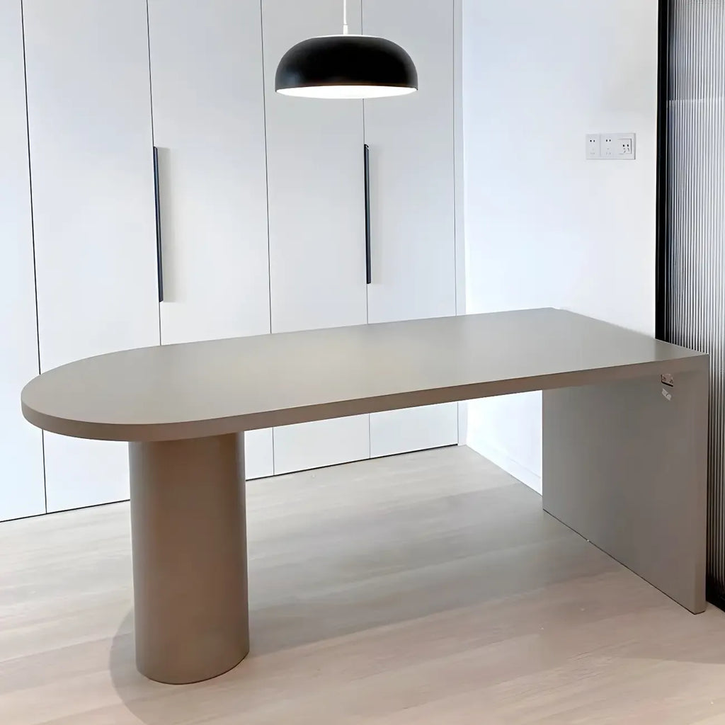 Free Form Modern Gray Bar Table with Wood Top