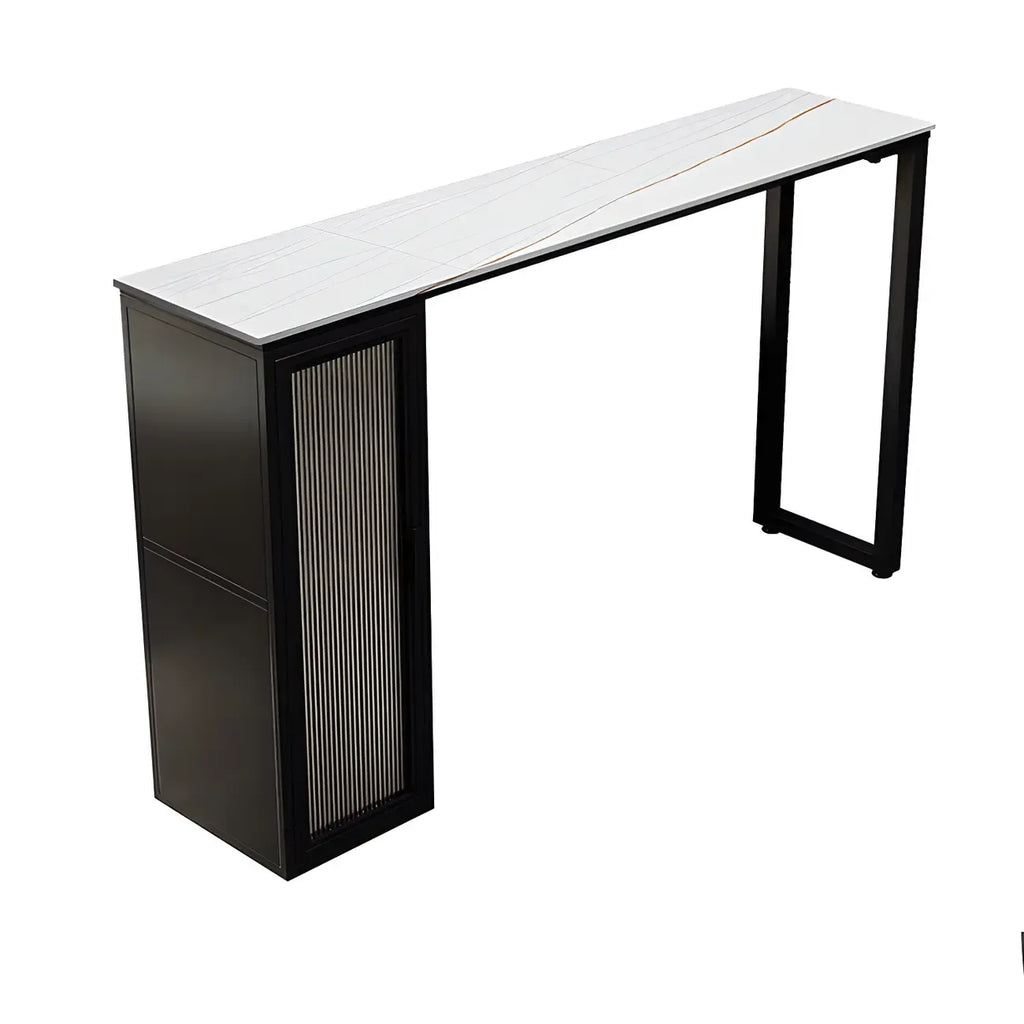 Modern Black Stone Steel Pedestal Storage Bar Tables