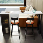 Modern Black Stone Steel Pedestal Storage Bar Tables
