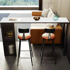 Modern Black Stone Steel Pedestal Storage Bar Tables