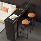 Modern Black Stone Steel Pedestal Storage Bar Tables