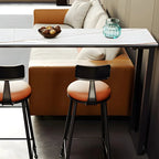 Modern Black Stone Steel Pedestal Storage Bar Tables