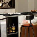 Modern Black Stone Steel Pedestal Storage Bar Tables