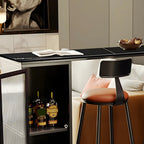 Modern Black Stone Steel Pedestal Storage Bar Tables