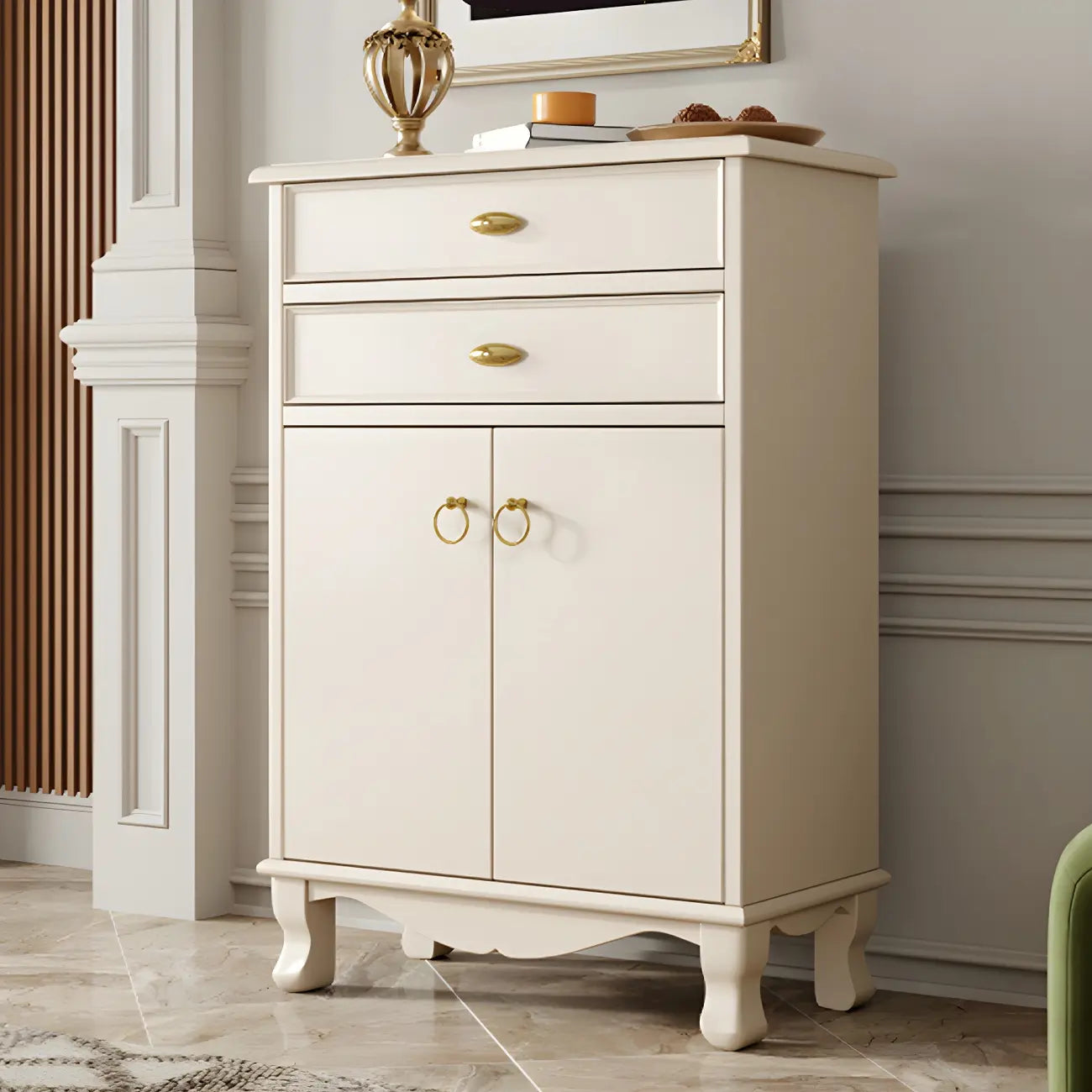 41H White Oak Wood Combo Dresser with Cabinet