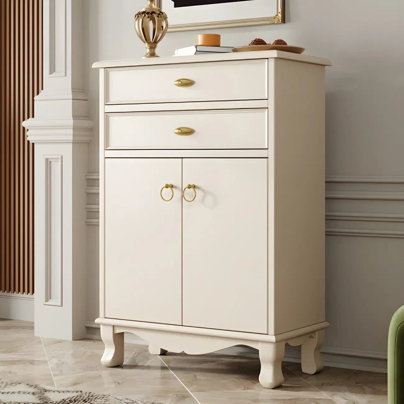 41H White Oak Wood Combo Dresser with Cabinet