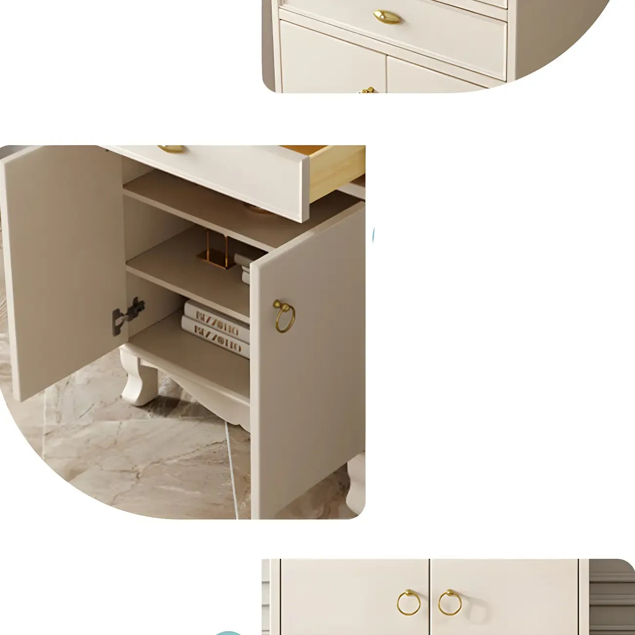 41H White Oak Wood Combo Dresser with Cabinet