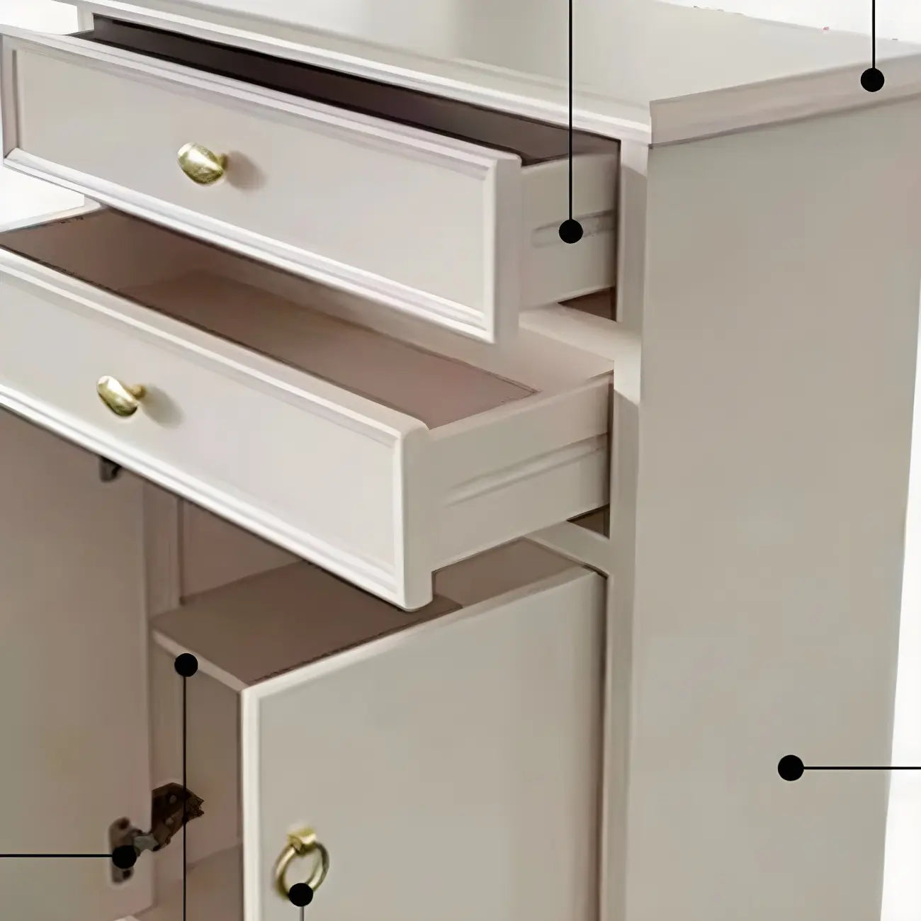 41H White Oak Wood Combo Dresser with Cabinet