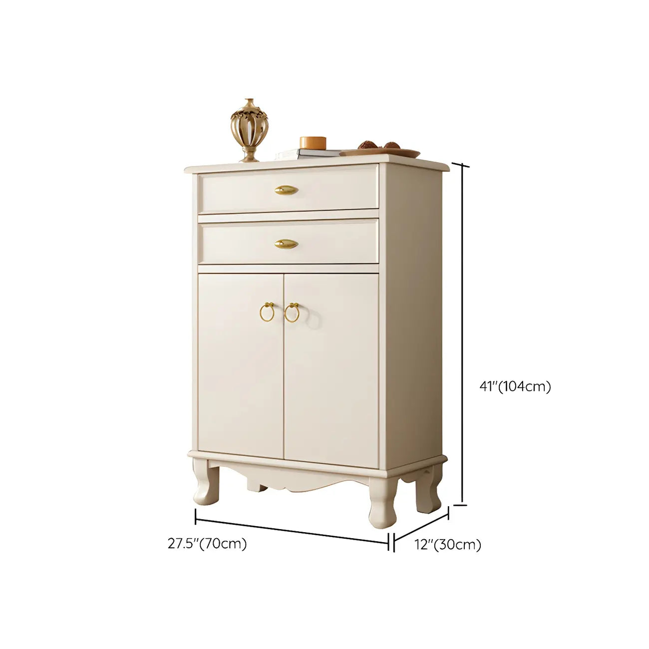 41H White Oak Wood Combo Dresser with Cabinet