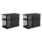 Functional Black Rectangular Wood Side Table with Storage