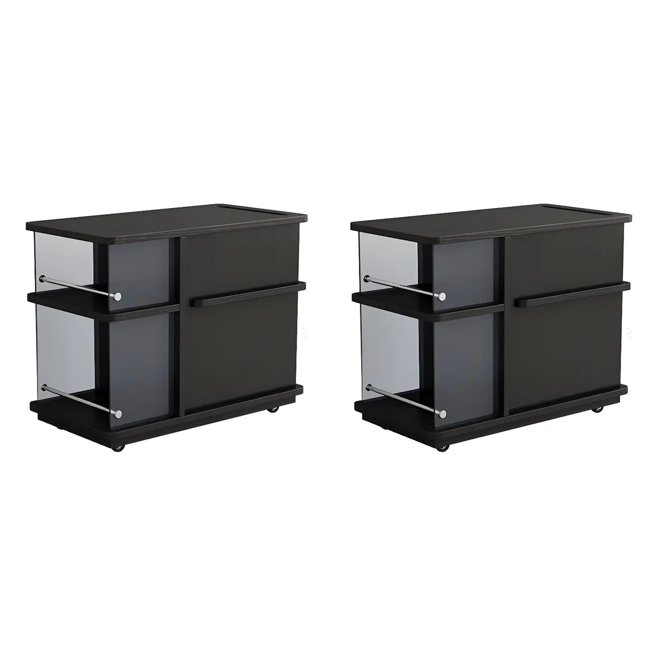 Functional Black Rectangular Wood Side Table with Storage