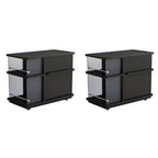 Functional Black Rectangular Wood Side Table with Storage