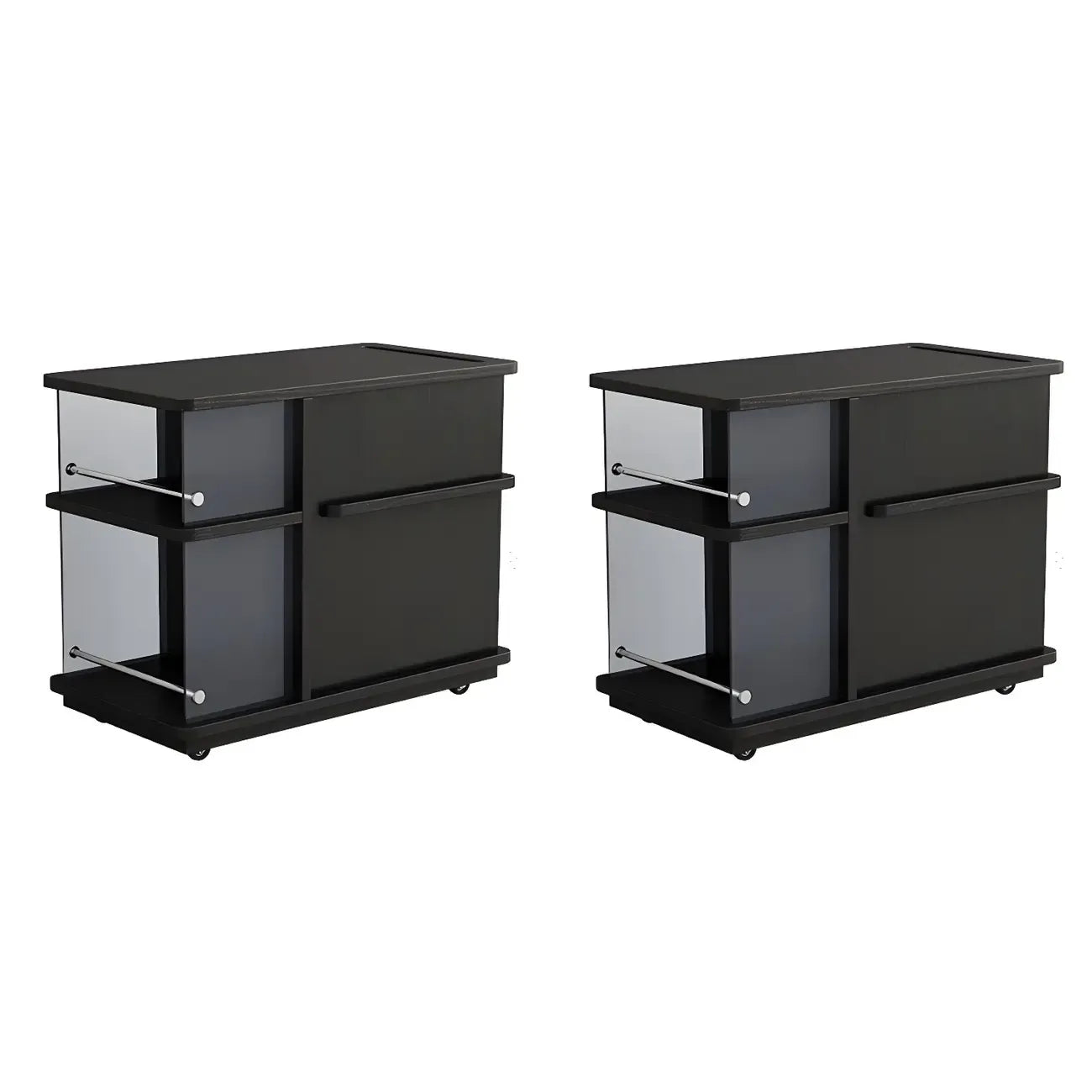 Functional Black Rectangular Wood Side Table with Storage