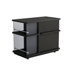 Functional Black Rectangular Wood Side Table with Storage