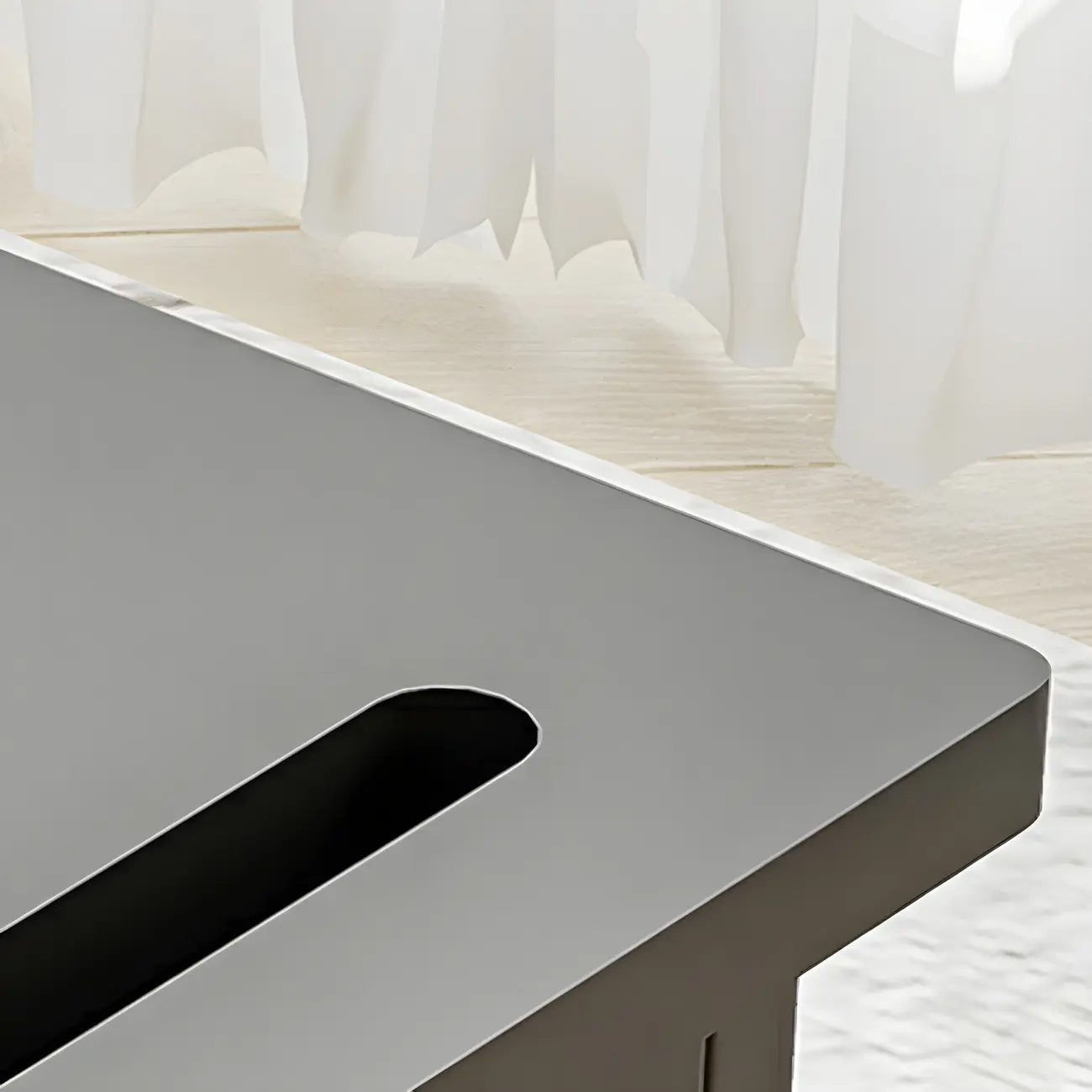 Functional Black Rectangular Wood Side Table with Storage