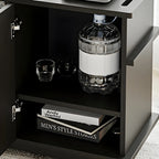 Functional Black Rectangular Wood Side Table with Storage