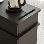 Functional Black Rectangular Wood Side Table with Storage