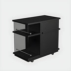 Functional Black Rectangular Wood Side Table with Storage