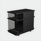 Functional Black Rectangular Wood Side Table with Storage