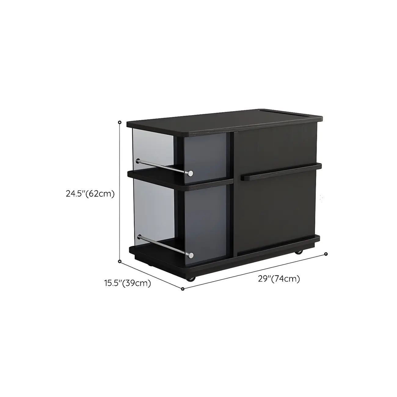 Functional Black Rectangular Wood Side Table with Storage