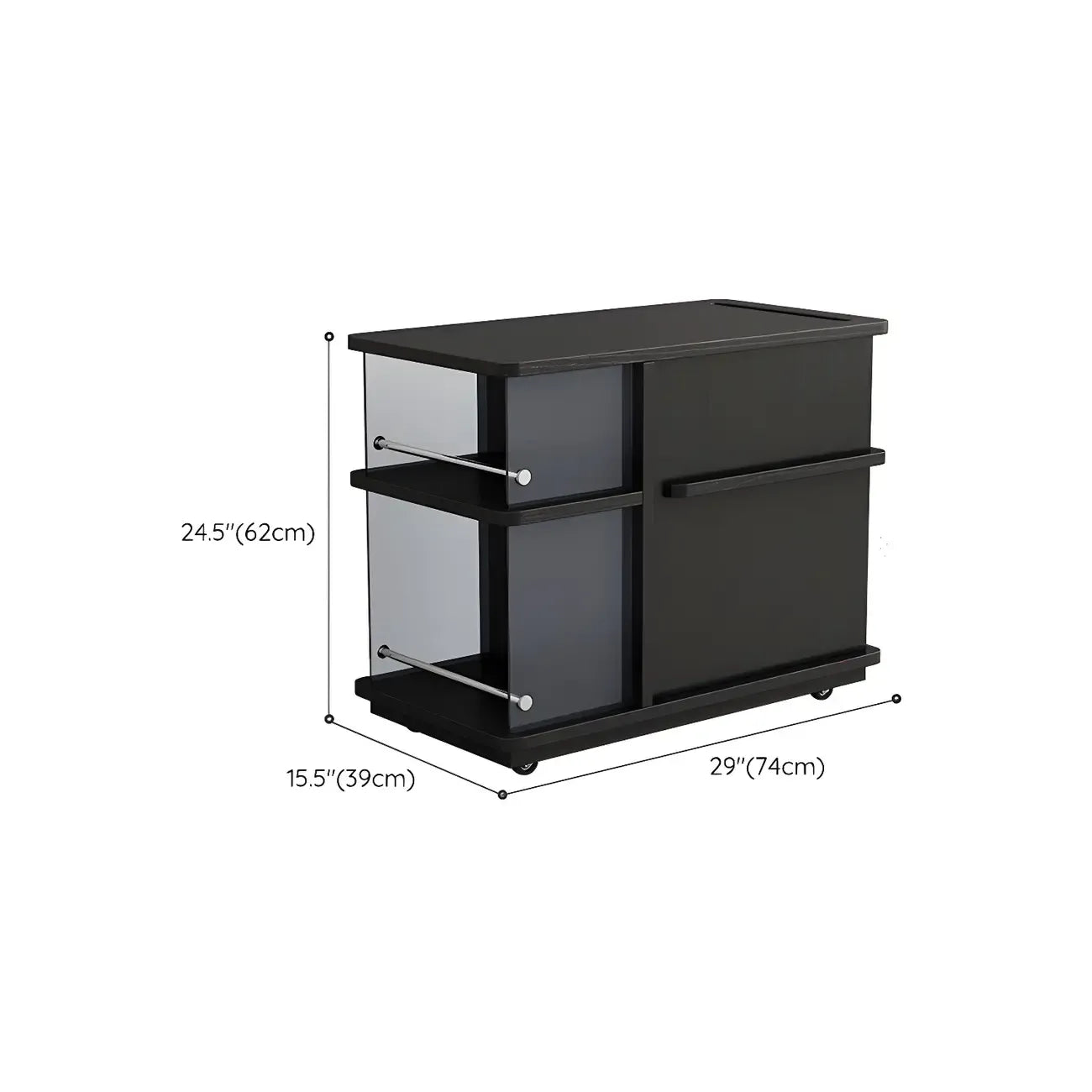 Functional Black Rectangular Wood Side Table with Storage