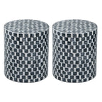 Tropical Mosaic Wooden Round Side Table