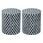 Tropical Mosaic Wooden Round Side Table