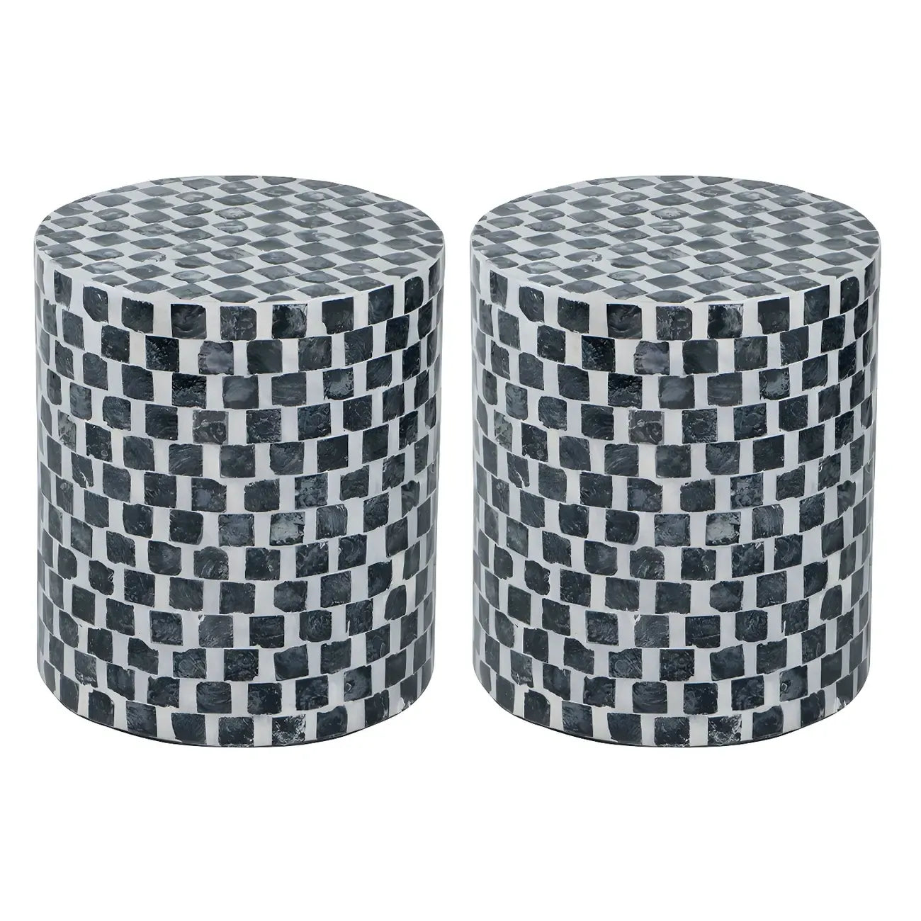 Tropical Mosaic Wooden Round Side Table