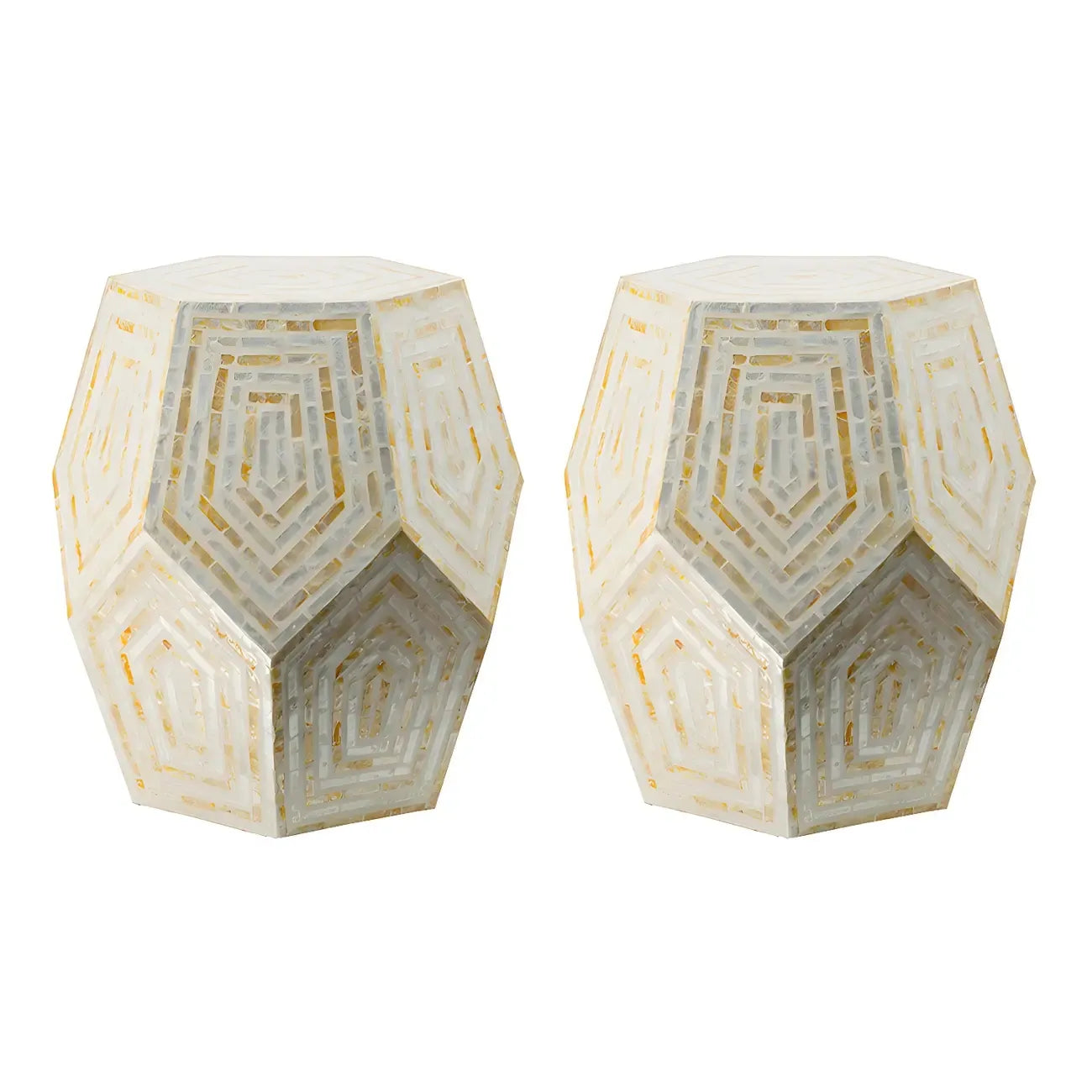 Tropical Mosaic Wooden Round Side Table